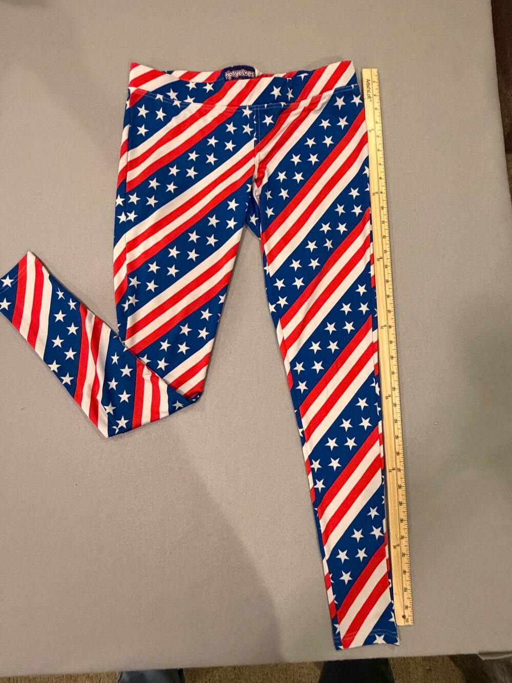 Tipsy Elves Women’s Large American Flag Leggings Red White Blue Patriotic US